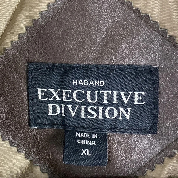 Haband Executive Division Men's Button Front Brown Leather Jacket Size XL - Picture 5 of 7